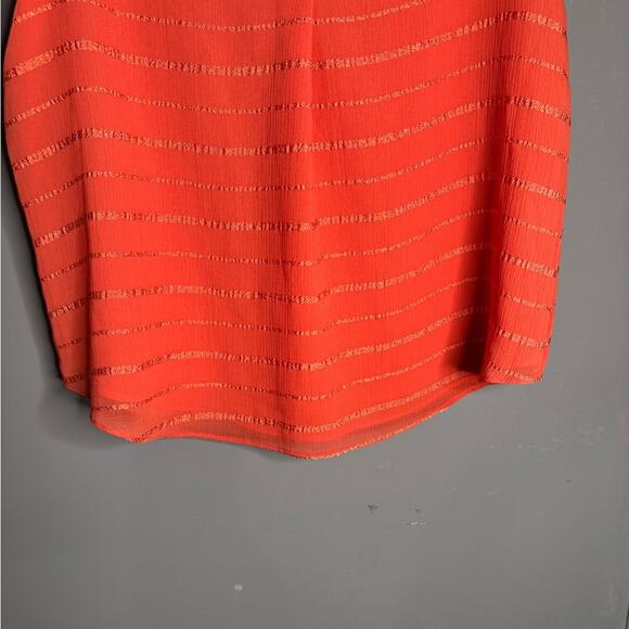 Calvin Klein Orange V Neck Blouse With Flutter Sleeves Size Large - Picture 2 of 7